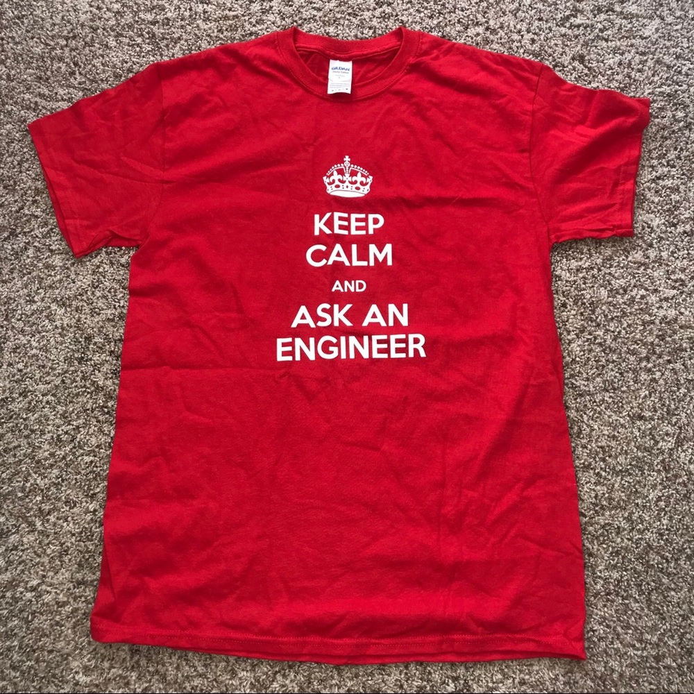 Keep Calm Red Engineer Tee Shirt, Mediun
